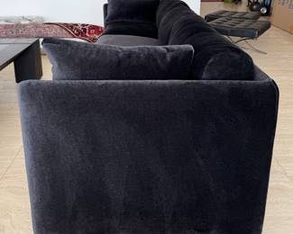 Pair of GORGEOUS John Saladino "Club Sofas," Custom Upholstered in Black Velvet Mohair with Down and Feather Filled Back Cushions and Down Wrapped Seat Cushions in Pristine Condition. Each Measures 84” L x 34” D x 26” H. Photo 3 of 4.