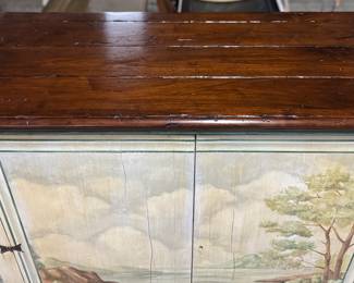 French Provincial Two Door Cabinet With Landscape Mural -2 Available. One Has Interior Shelf; One Is Missing Interior Shelf. Photo 3 of 5.