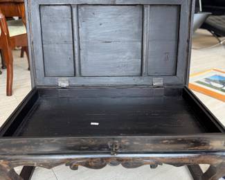 Golden Triangle Sourced Antique Chinese Elmwood Kang / Low Table with Secret Cabinet.. Measures 32" W x 19" D x 13" H. Photo 6 of 6.