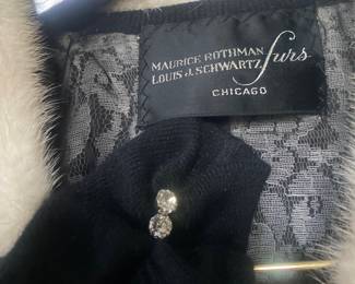 Vintage Black Cashmere Sweater with Silk Lining, Rhinestone Sleeve Buttons & Waist Clasp and Milk Collar. Size S/M. Photo 3 of 3.