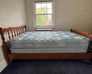 Vintage Pennsylvania Dutch Solid Cherry Twin Bed Frame with Twin Mattress Set - 1 Available. Photo 2 of 2.