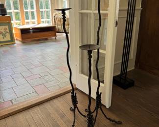 Set of 3 Wrought Iron Floor Candelabras. Photo 1 of 2.