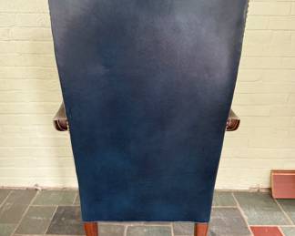 Pair of Queen Anne Style Hancock & Moore Leather Arm Chairs with Nailhead Trim and Pad Feet. Each Measures 28" W x 28" D 20" Seat Height. Photo 6 of 6.