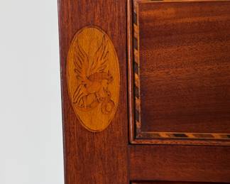 Antique Mahogany Buffet with Satinwood Inlay & Pen & Ink Detail. Measures 67" W x 26" x 40" H. Photo 4 of 5.