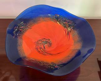 Murano Hand-Blown Glass Bowl Signed by Artist. Photo 2 of 3.