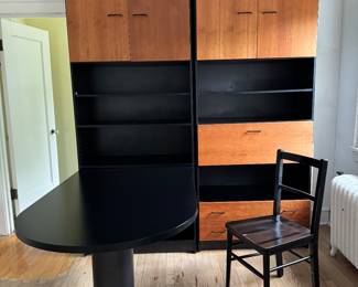 Bookcase / Desk Bookcase / Desk in Style of Milo Baughman. Sold As Set Or As Two Separate Pieces. Bookcase with Desk Measures 6' D x 35" W x 86" H. Bookcase Measures 35" W x 19" D x 86" H. Photo 2 of 3.