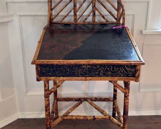 Victorian Burnt Bamboo Writing Desk. Photo 1 of 4.