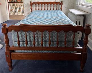 Vintage Pennsylvania Dutch Solid Cherry Twin Bed Frame with Twin Mattress Set - 1 Available. Photo 1 of 2.