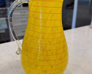 Hand-Blown Yellow Glass Pitcher. Photo 1 of 3.