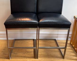 Set of 4 Leather Breuton Counter Stools.
