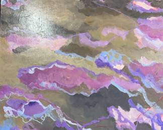 "Purple Dreams," Blend of Acrylic & Pastels on Canvas. Measures 36" x 36." Signed and Titled on Back by Artist Rebecca Armstrong.