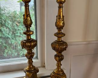Gilt Wood Candelabras.