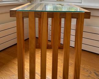 Pair of Mid-Century Wood and Glass Ara Side Tables In The Style of Lella & Massimo Vignelli for Driade, Italy. Photo 2 of 4.