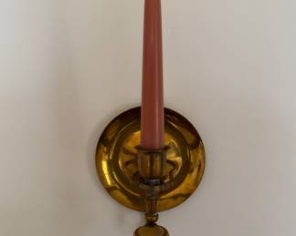 Pair of Brass Taper Candle Wall Scones.