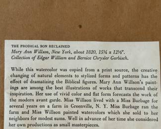Framed Watercolor Reproduction of May Ann Willson's "Prodigal Son Reclaimed." Measures 18" W x 14" H Overall. Photo 3 of 3.