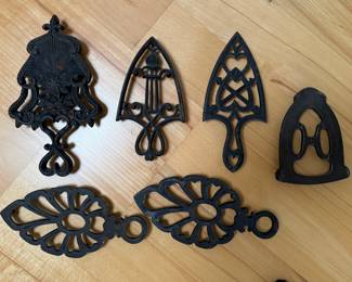 Antique Cast Iron Flat Iron Trivets.