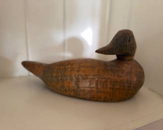 Antique Folk Art Hand-Carved Wood Mallard Duck Decoy. Photo 1 of 2.