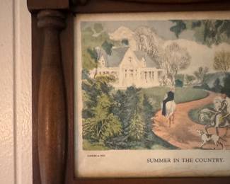 Vintage Hall Mirror with Currier & Ives Print. Measures 10" W x 19" H. Photo 2 of 2.