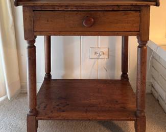 Early American Side Table with Gallery and Drawer. Measures 25" W x 18" D x 29" H with 3" Gallery. Photo 1 of 3.