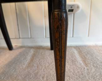Antique Ebonized Wood Regency Style Arm Chair with Parcel Gilt Detailing and Cane Seat. Photo 8 of 8.