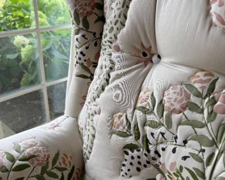 Wing Back Loveseat Upholstered In Quilted Shaker Style Fabric - 2 Available. Each Measures 60" W x 36" D. Photo 3 of 5.