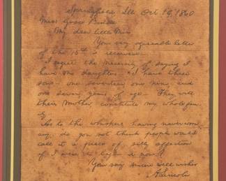 Framed Letter & Picture of Abe Lincoln. Photo 2 of 2.