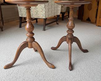 Pair of Tripod Tea Tables. Each Measures 12" D x 19" H. Photo 1 of 7.