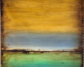 "Morning in San Juan," Signed on Back by Hoffman. Measures 24" x 36." Some Damage. Photo 1 of 3.