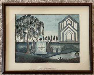 Framed Watercolor Reproduction of "Polly Botsford And Her Children." Measures 18" W x 14" H Overall. Photo 1 of 3.