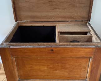 Antique Flip-Top Pine Chest. Measures 36.5" W x 19.25" D x 31" H. Photo 4 of 6.