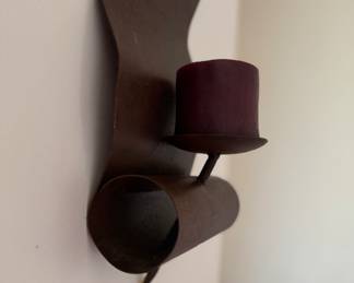 Pair of Vintage Wavy Metal Wall Sconces. Photo 2 of 2.