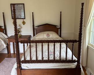 Pair of Antique Twin Size Jenny Lind Spool Beds. Photo 2 of 3.