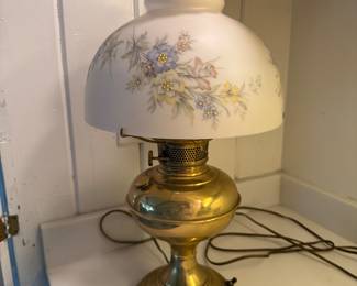 Vintage Brass "Aladdin Lamp" with Milk Glass Shade.