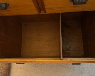 Antique Pine 3-Drawer Storage Cabinet. Measures 34" W x 20" D x 36" H. Photo 3 of 4.