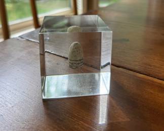 Civil War Bullet Incase in Lucite. Photo 1 of 3.