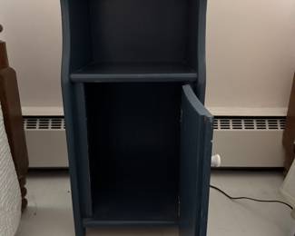Vintage Side Table with Cabinet. Measures 12.5" W x 12" D x 29" H. Photo 2 of 2.