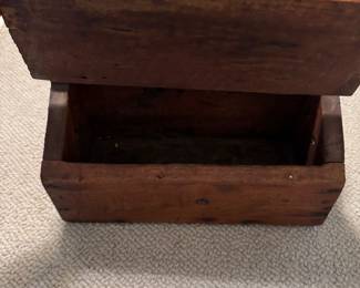 Small Primitive Box with Leather Straps. Measures 14" W x 7" D x 7" H. Photo 3 of 3.