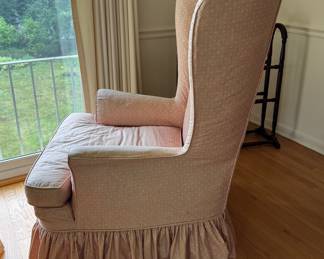 Early American Wing Back Chair on Casters - 2 Available. Photo 2 of 3.