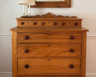 Antique Cherry Gentlemen's Chest of Drawers. Measures 41" W x 19" D x 47"H at Tallest Point in Back. Photo 1 of 2.