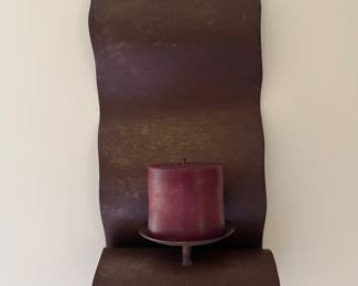 Pair of Vintage Wavy Metal Wall Sconces. Photo 1 of 2.