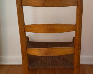 Antique Shaker Ladder Back Child's Chair with Rush Seat. Measures 19" W x 30" H with 12" Seat Height. Photo 3 of 3.