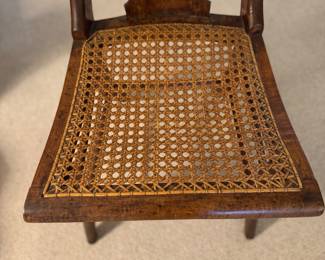Antique Bird's Eye Maple Chair with Rush Seat - 2 Available. Each Measures 17" W with 17" Seat Height. Photo 3 of 4.