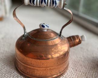 Dutch Delft Copper Tea Kettle.