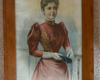 Framed Print of Mrs. Grover Cleveland. Measures 17" x 22" Overall. Photo 1 of 2.
