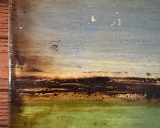 "Morning in San Juan," Signed on Back by Hoffman. Measures 24" x 36." Some Damage. Photo 2 of 3.
