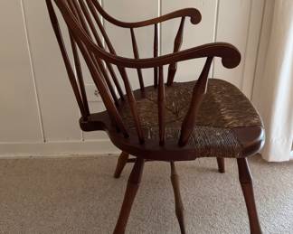 Antique Windsor Arm Chair with Rush Seat. Photo 3 of 5.