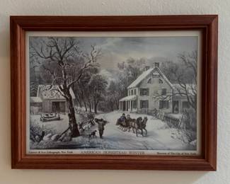 Set of 4 Currier & Ives Prints of the Four Seasons, "American Homestead Winter." Photo 1 of 3.