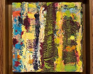 "Construction Site XIV," Oil on Canvas. Measures 12" x 12." Signed, Dated & Titled on Back by Artist Darrell Roberts. 2007. Photo 1 of 2.