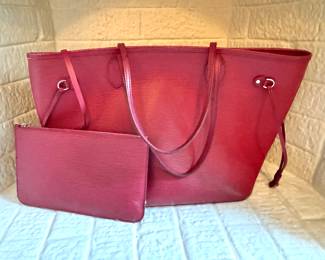 Epi Leather Tote Bag with Pouch – Structured Shoulder Bag Inspired by Louis Vuitton Neverfull