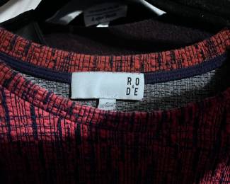 Ro & De Textured Red and Navy Pattern Blouse | Modern Chic Top Made in Vietnam